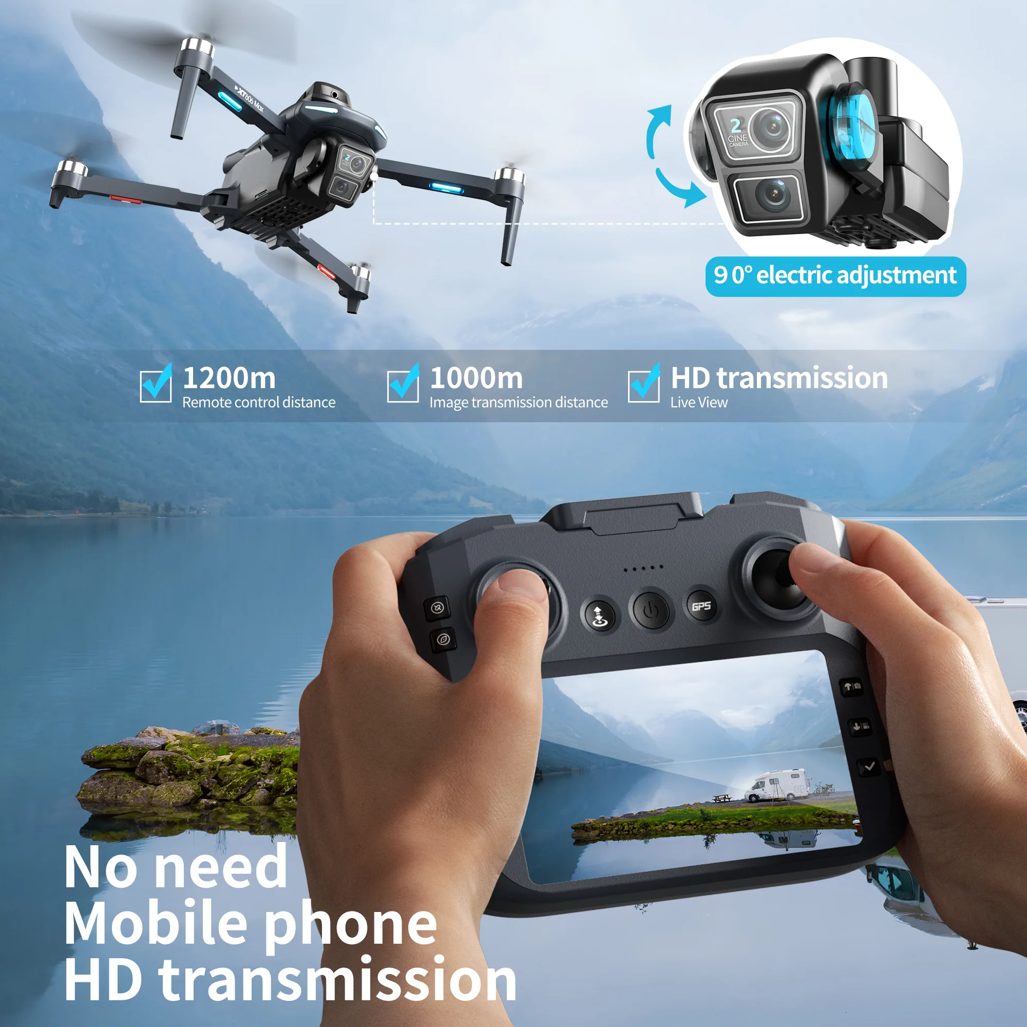 طائرة لينوفو XT606 بدون طيار ا - مراجعة Drone Gps Rc Tt36 وسعره