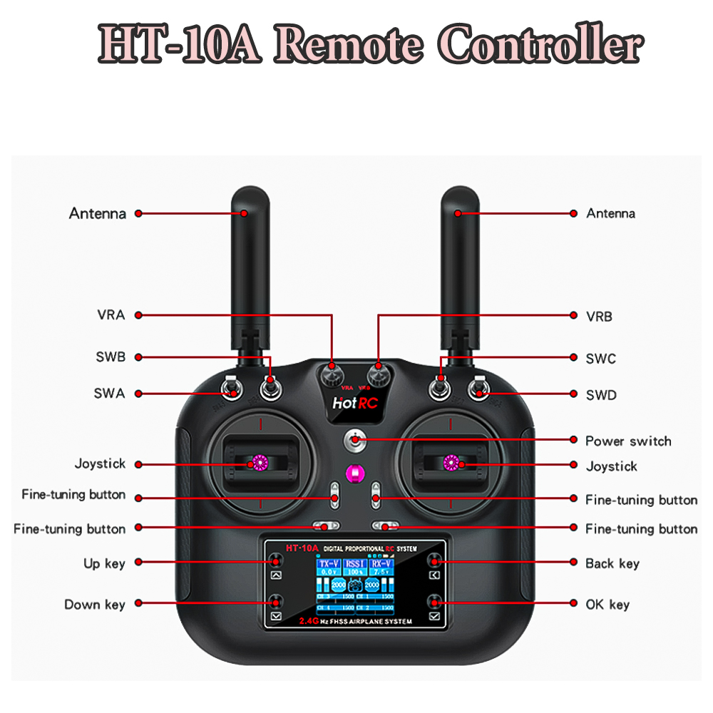 جهاز إرسال Hotrc HT-10A 2.4G 1 - مراجعة Drone Rc Car وسعره